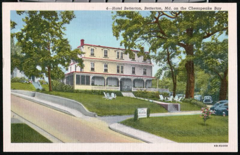 BETTERTON BEACH MD Hotel Chesapeake Bay Vintage Postcard Early Old