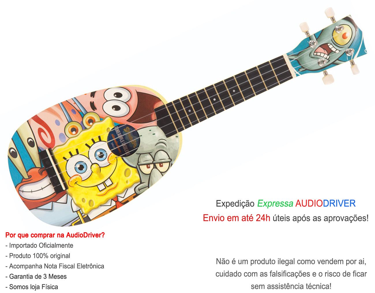 Ukulele Do Pineapple Bob Esponja Com 1 Bag Dipasão E Palheta R 260