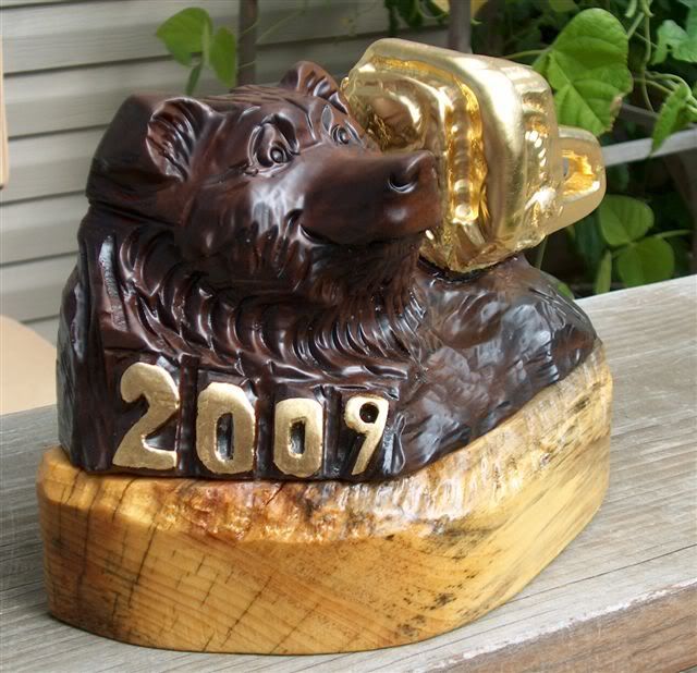 Carving Post Forum Golden Chainsaw Trophy with Gold Leaf
