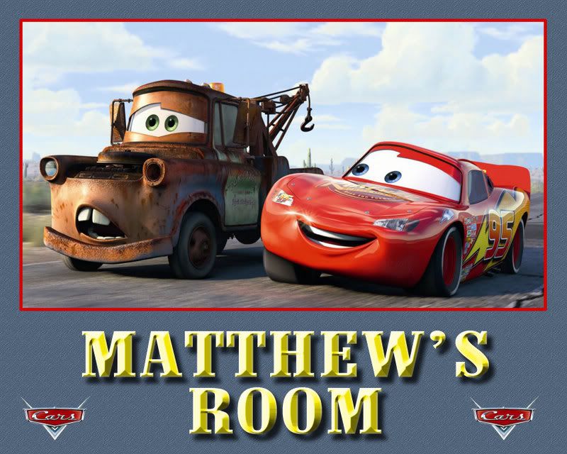 DISNEY CARS 8 X 10 PERSONALIZED NAME PRINT MATER McQUEEN