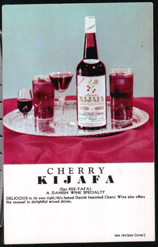 CHERRY KIJAFA Danish Wine Vtg Ad Postcard With Recipes | eBay