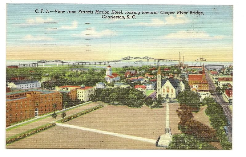 CHARLESTON SC Cooper River Bridge Francis Marion Hotel  