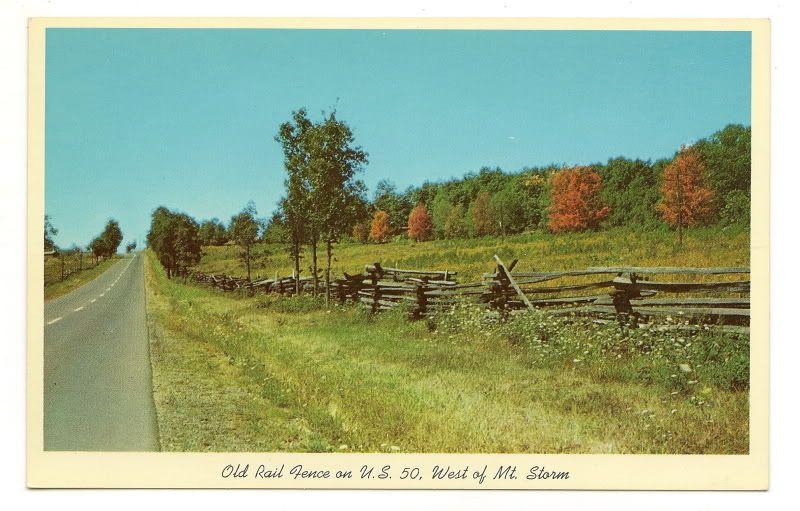 MT STORM WV US 50 Split Rail Fence Vtg Hwy Postcard  