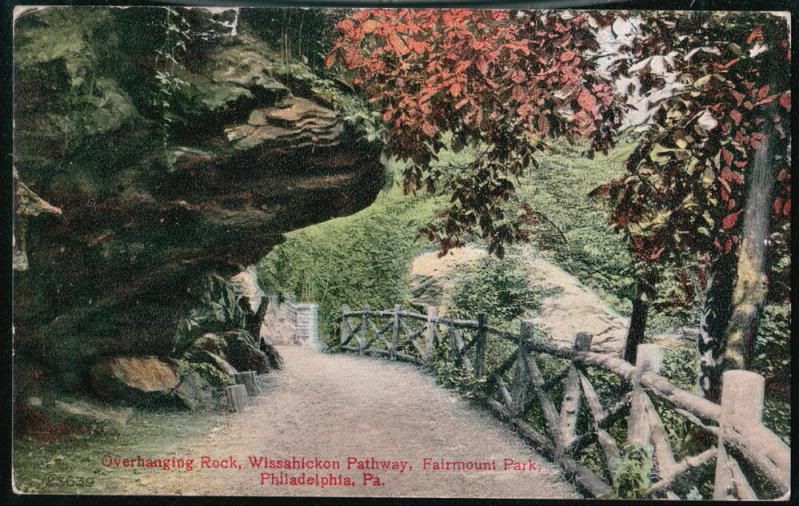 PHILADELPHIA PA Wissahickon Path Overhanging Rock Vtg  