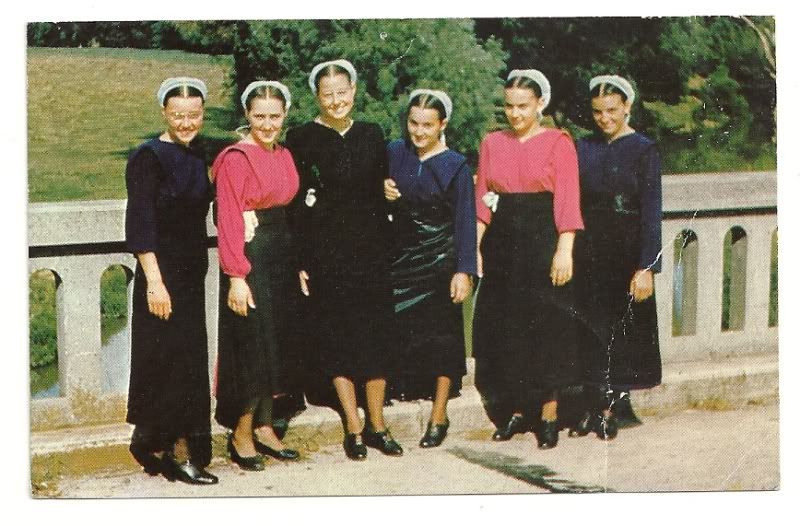 LANCASTER PA Teenage Amish Girls Vintage 1977 Postcard  