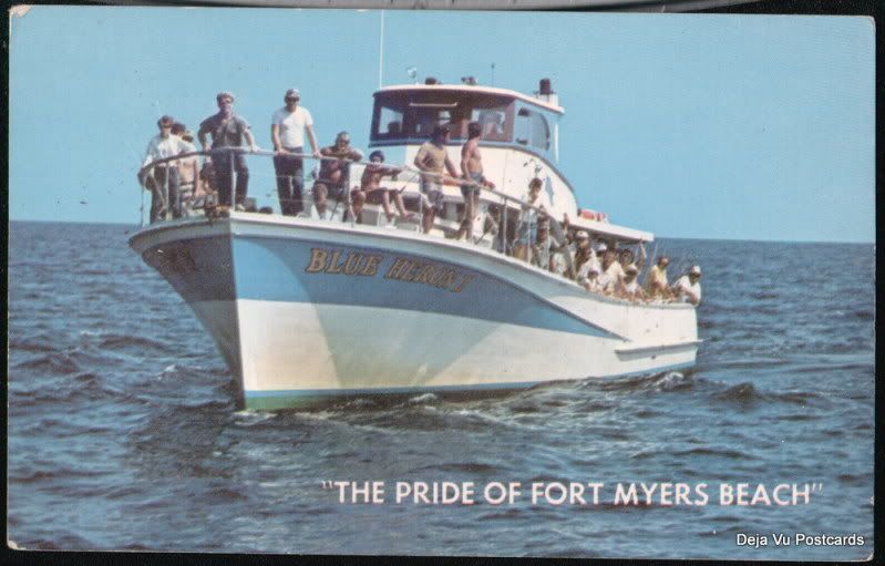Fort Myers Beach FL Deep Sea Fishing Party Boat Vtg PC