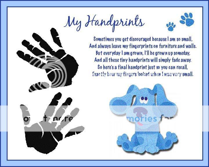 BLUES BLUES CLUES Baby Handprints Scrapbook Print Poem  