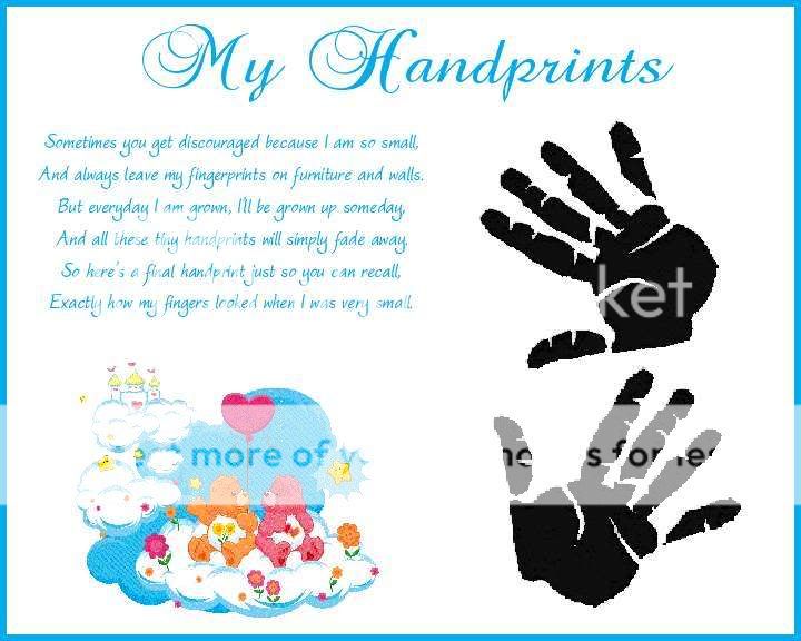 CARE BEARS Baby Boy Handprints Scrapbook Print Glossy  