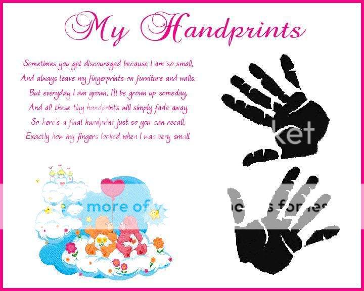 CARE BEARS Baby Girl Handprints Scrapbook Print Glossy  