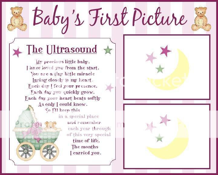 DREAM TEDDY Baby Girl Ultrasound Print Scrapbook Photo  