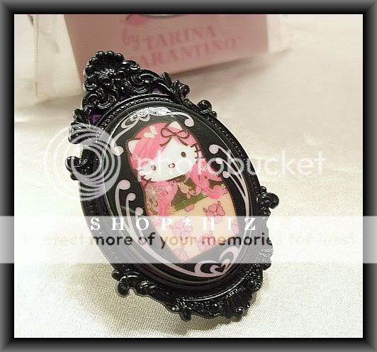 TARINA TARANTINO PINK HEAD HELLO KITTY BLACK CAMEO RING  